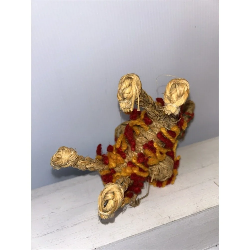 Mexican Woven Straw Donkey Burro w/Clay Pots- Pack Mule Figure Vintage Decor